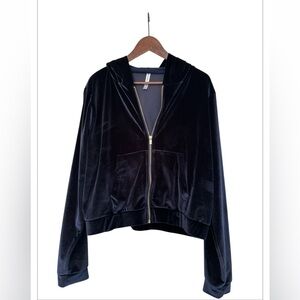 Fabletics Donna Velour Hoodie Zip Up, Deep Navy Blue Women's XL